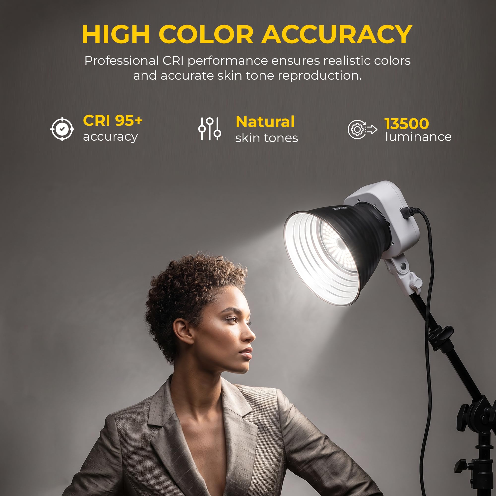 Digitek Lite DCL-150 W Combo Bi-Color COB LED Video Light, 150W Continuous Studio Light, 2700K-6500K, CRI 95+, Bowens Mount, App Control, Reflector for Photography, Videography & Live Streaming — Amazon image 4