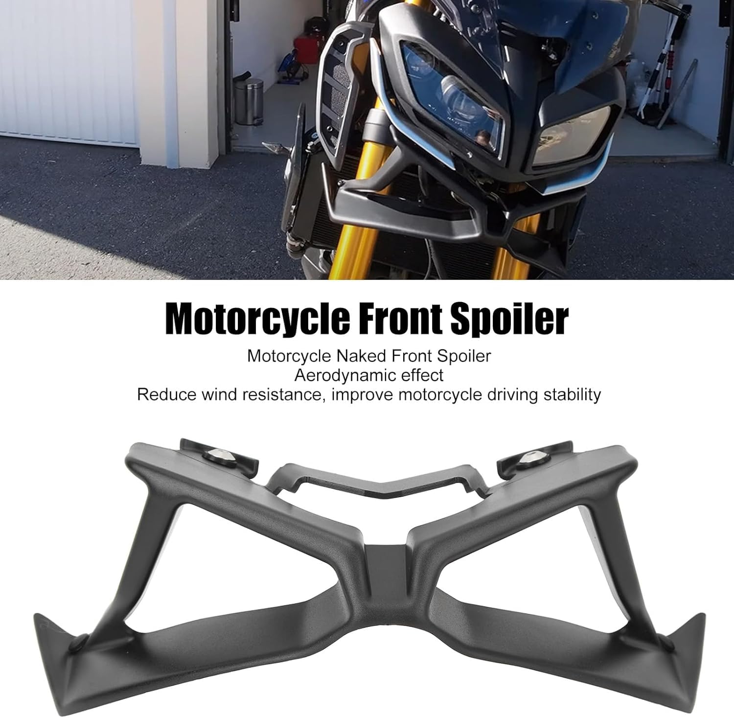 Aramox Spoiler Anteriore per Moto Naked Downforce Spoiler Wing MT‑09 2017-2020 Nero, ARAMOXZGWXBO592A
