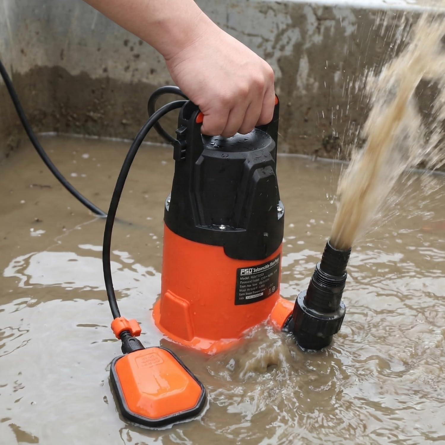 Prostormer 1HP Sump Pump for Dirty & Clean Water, 4200GPH Submersible Water Pump, 29ft Max Lift, Handles Solids Up to 1¼ Inches, Automatic Float Switch, for Draining Tanks, Basements, Window Wells