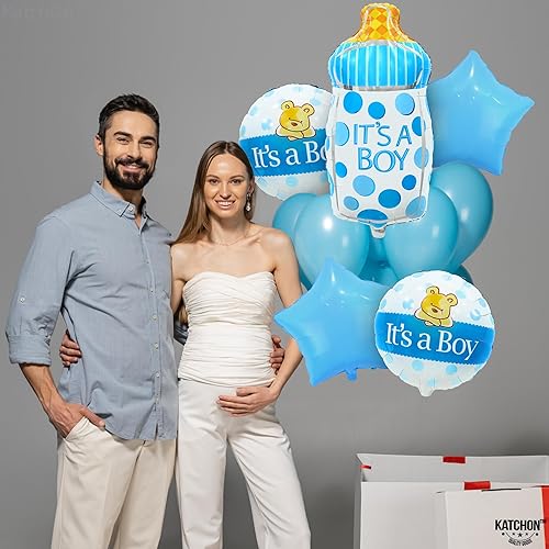Miniatura 7 de KatchOn, It's A Boy - Juego de globos Paquete de 5 Globos de biberón para bebé niño Globos de aluminio para bebé niño Decoraciones de revelación