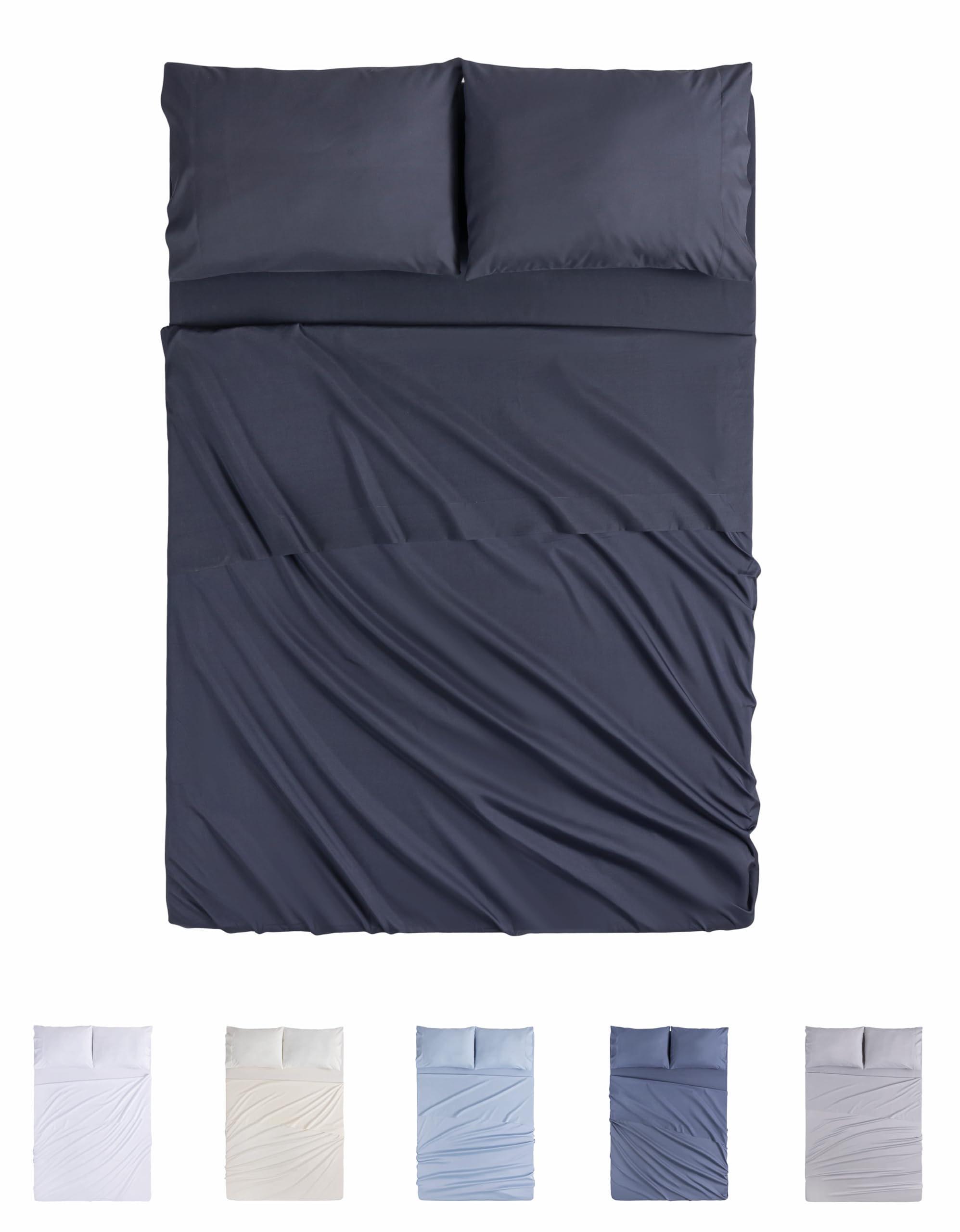 Todocama Juego de Sábanas de 4 Piezas - 4002 - Sábana Bajera Ajustable - Encimera - Dos Fundas de Almohada de 50x80cm (Cama 90x190/200 cm, Gris Oscuro)