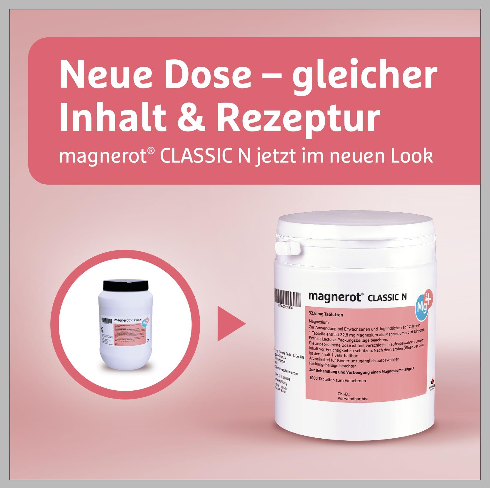 magnerot CLASSIC N Tabletten, 1000 Stück: Magnesium gegen Muskel- und Wadenkrämpfe infolge von Magnesiummangel, Entspannung für Muskeln und Nerven mit Magnesiumorotat, unterstützt die Muskelfunktion