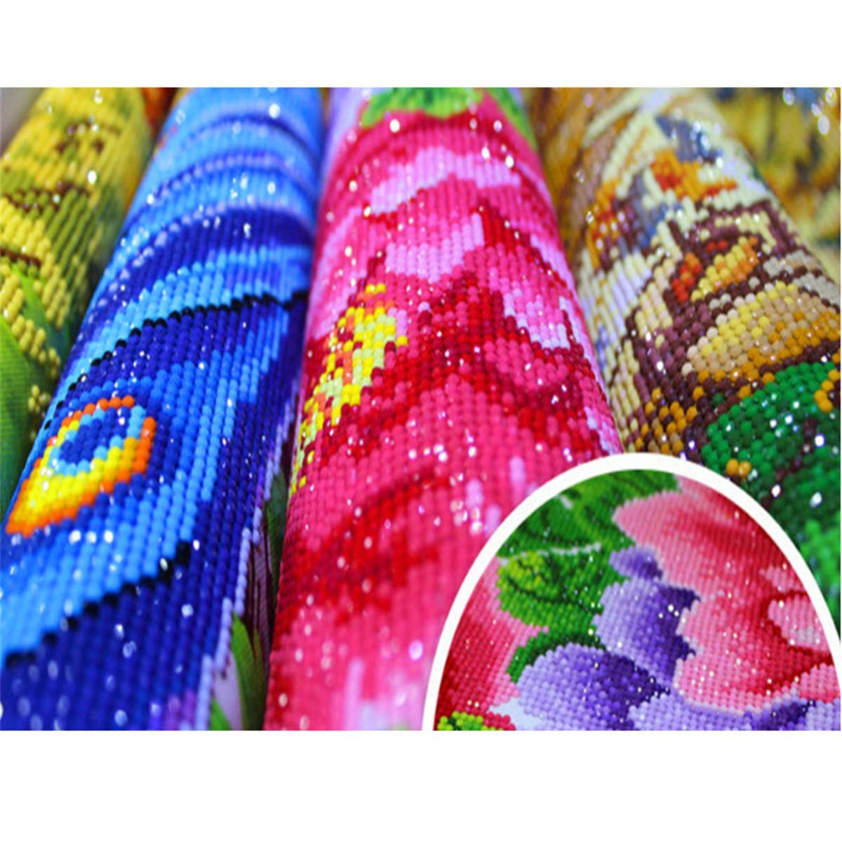 Kits De Pintura De Diamante Rosa Flor Decoración De Pared De Diamante