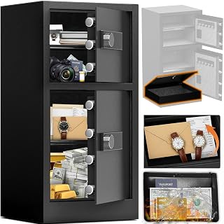 KAER 8.6 CuFt Extra Large Heavy Duty Home Safe Box with Hidden Lock Box | Dual Door, Digital Keypad, Adjustable Shelf, Anti-Theft Alarm, for Home Office Documents, Fireproof Waterproof Bag - Amazon product rated Grade A