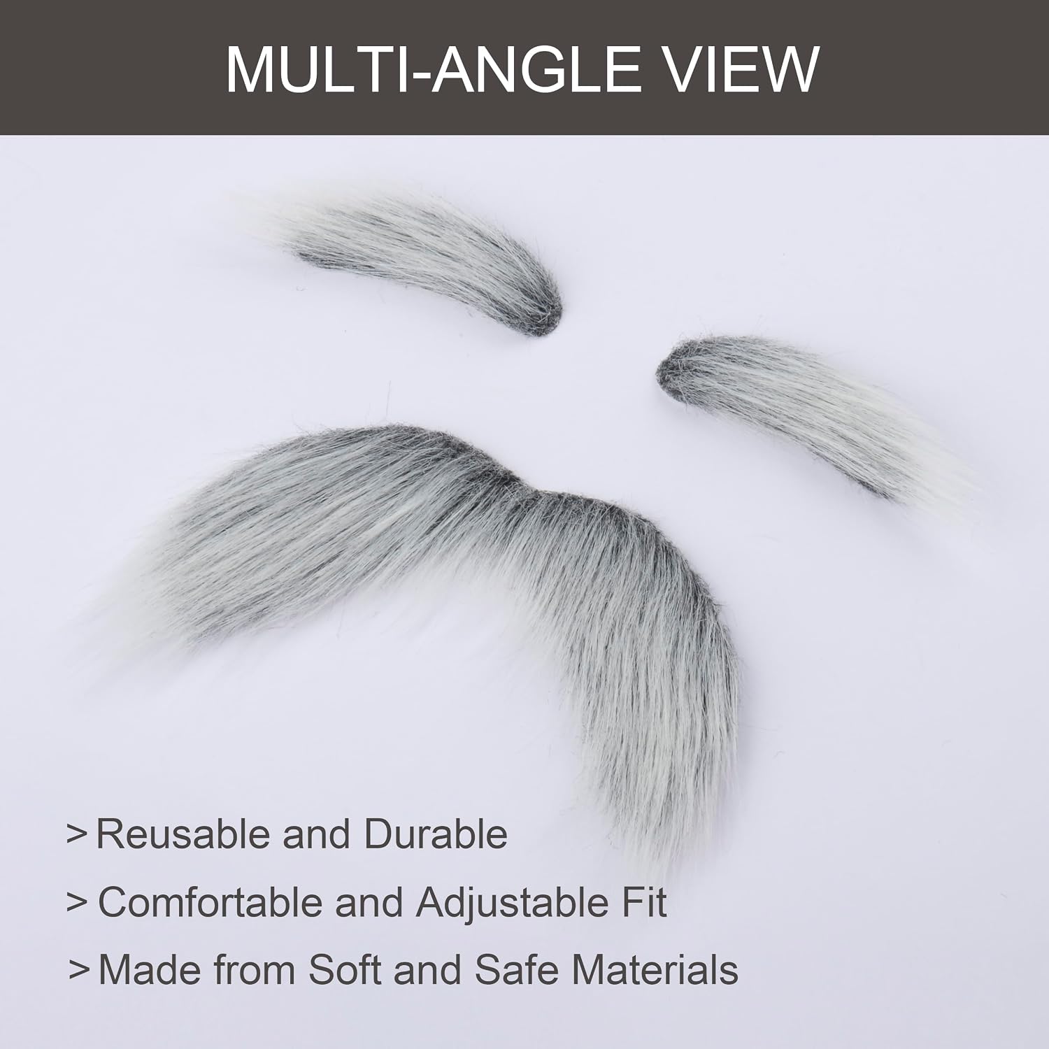 Fake Mustache and Eyebrows Self Adhesive Fake Beard Novelty Costume Facial Hair for Cosplay Halloween Party