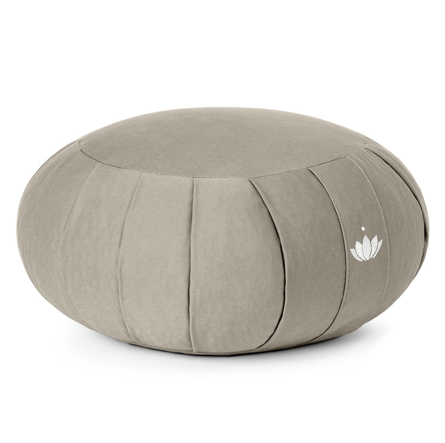 LOTUSCRAFTS Zafu cuscino da meditazione, altezza seduta 20 cm, modello Zen rotondo, cuscino da yoga, fodera in cotone lavabile, imbottitura in farro, certificato GOTS