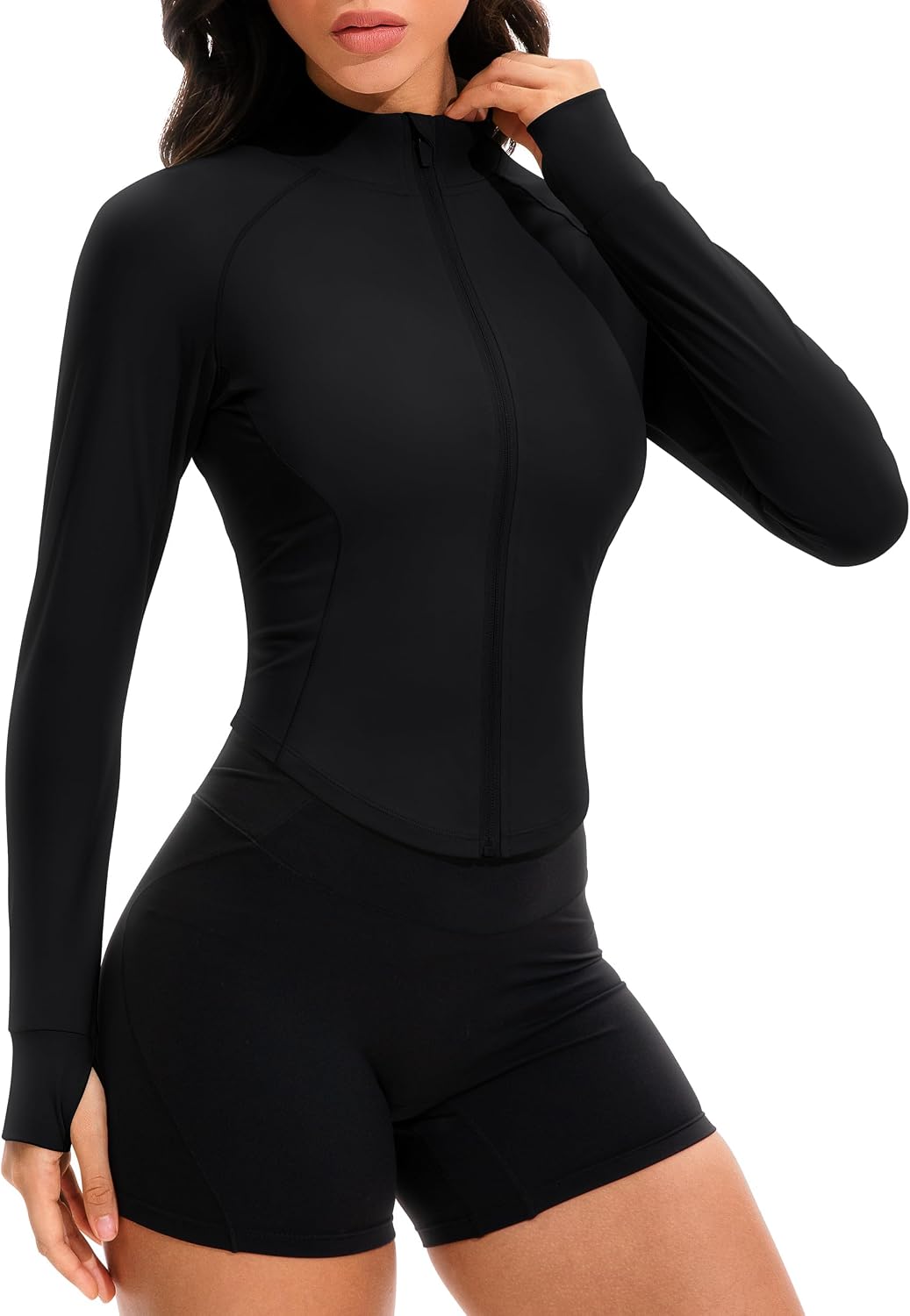 GYM RAINBOW UPF 50+ Sun Shirts for Women UV Protection Shirt Lightweight Long Sleeve Sun Protection Clothing Women Outdoor Hiking(Black,Large)