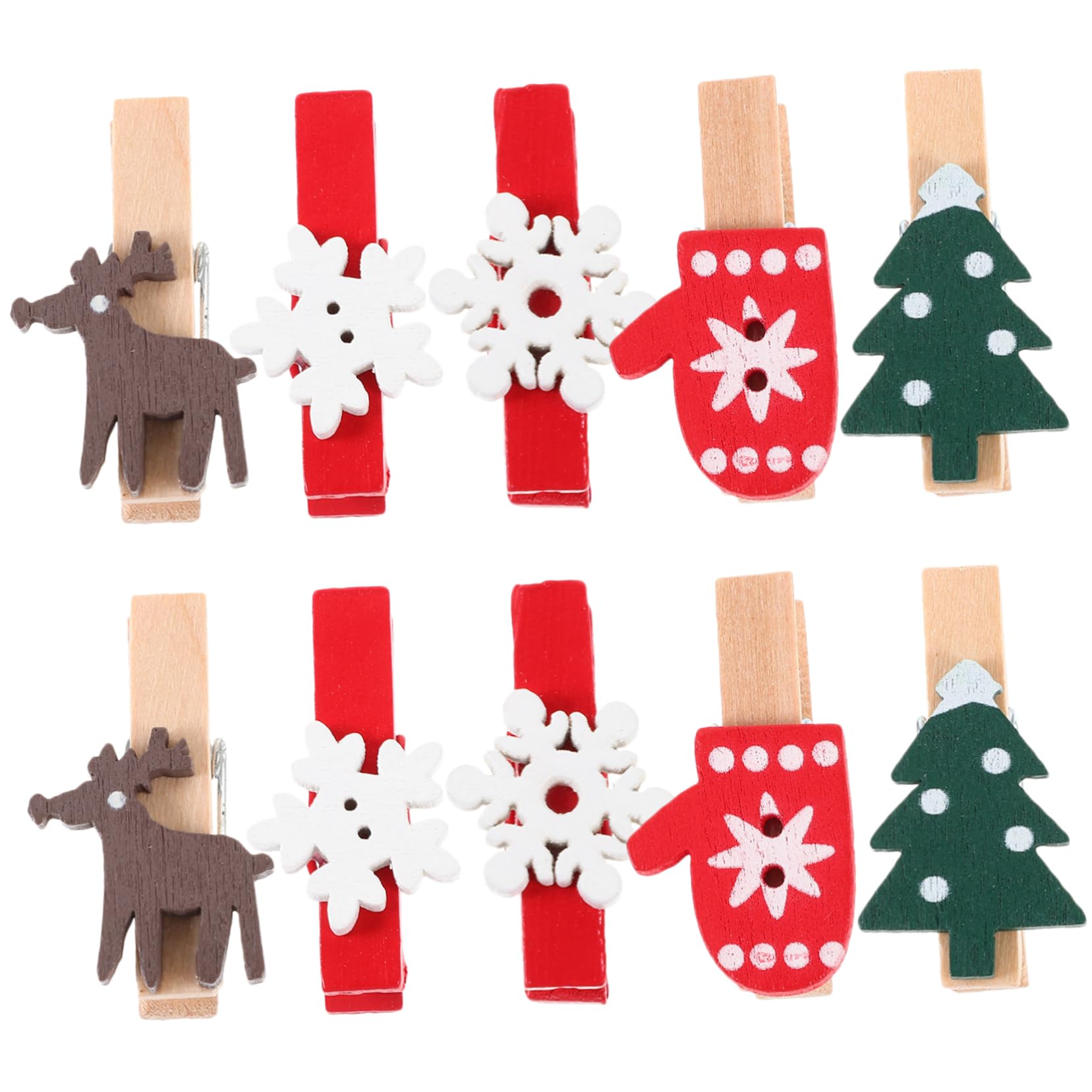 IMIKEYA 500 STK Cartoon-fotohalter Fotoclips Zu Weihnachten Mini-weihnachtswäscheklammern Dekorative Fotoclips Kleine Fotoklammern Schneeflocken-fotoclips Holz