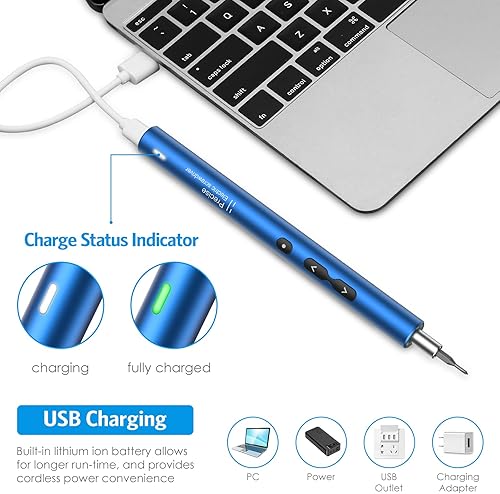 Miniatura 6 de AMIR Destornillador eléctrico para edificio de PC, juego de destornilladores automáticos de potencia pequeña 28 en 1 con 24 puntas, kit de