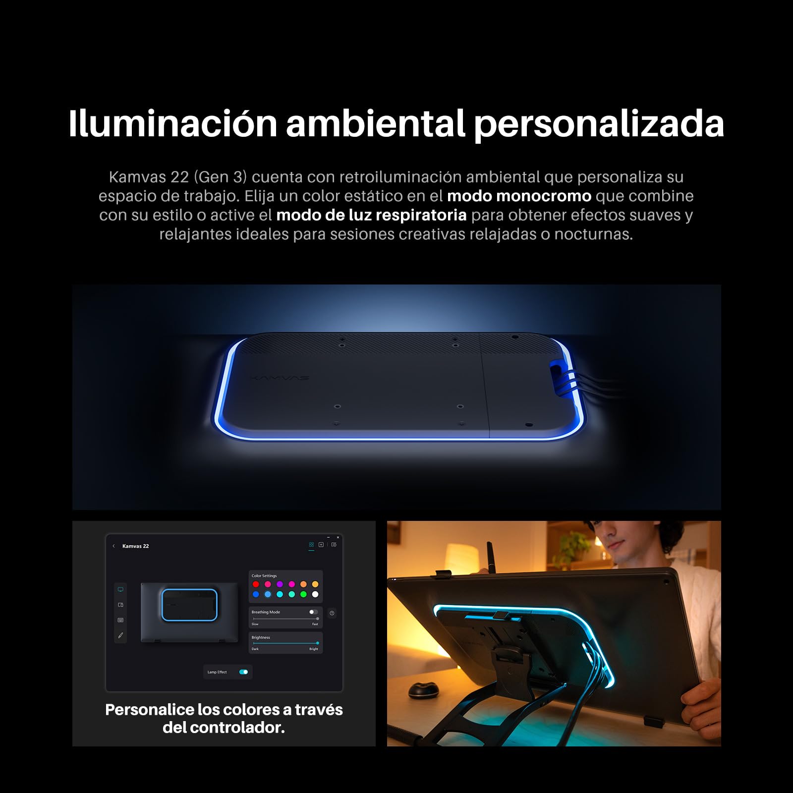 Huion Kamvas 22 Gen 3 Tableta Gráfica con Pantalla 21.5" 2.5K QHD A 90Hz, Lápiz PenTech 4.0 16384 Niveles De Presión, 99% SRGB ΔE<1.2 Ideal para Ilustración, Arte Digital, Diseño, Animación Y Gaming