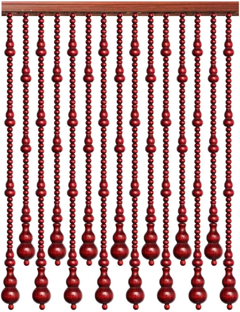 OKUOKA Curtains Bead Curtain Gourd Solid Wood Hanging Curtain Screen Cut Off Decoration, Multiple Sizes Customizable (Color : RED, Size : 80x81cm-21 Roots)