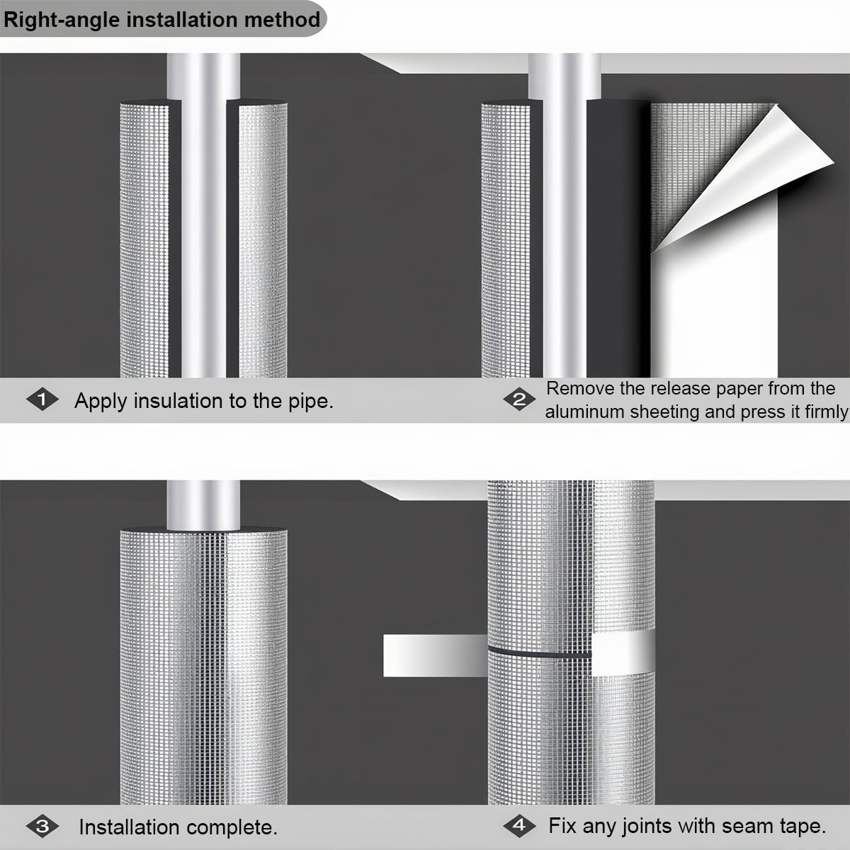 Confezione da 1 tubo isolante autoadesivo per tubi in schiuma, diametro interno da 3/4 a 4 pollici, tubo in gomma rivestito in foglio di alluminio (ID 2-1/2 "x T 1-1/5")