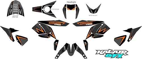 Kalair GFX Graphics Kit for KTM 690 DUKE (2012-2020) Orange-Crew Series Dark-orange 21 Mil - Dirt pit bike motorcycle stickers, dirtbike racing