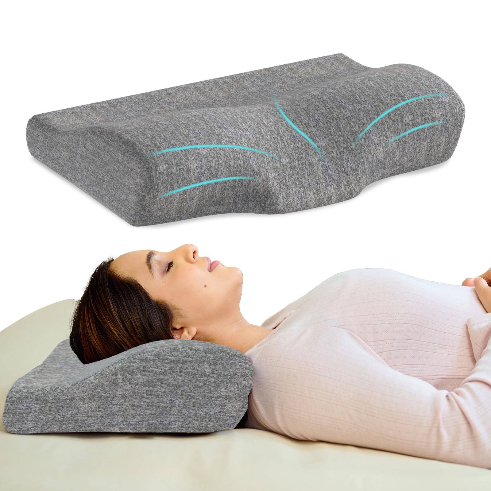 CareFoam Contour Cervical Memory Foam Pillow | 2-Year Manufacturing Warranty | Ergonomic 3-Zone Orthopedic Pillow for Neck Support & Cervical Spine Alignment | Made in India |19 x 11 x 4 Inch