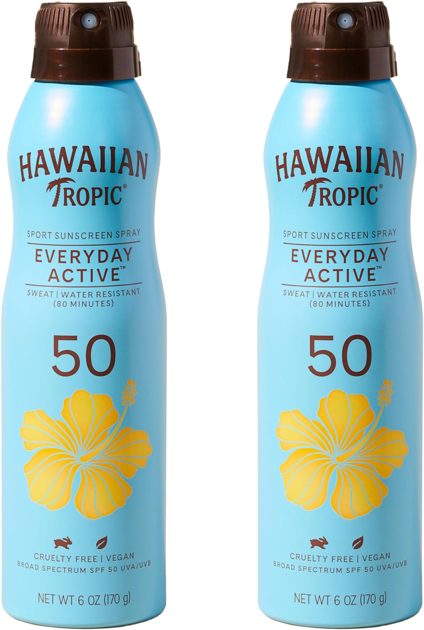 Hawaiian Tropic SPF 50 Broad Spectrum Island Sport Sunscreen Spray, Coconut, 6 Oz (Pack of 2) *#