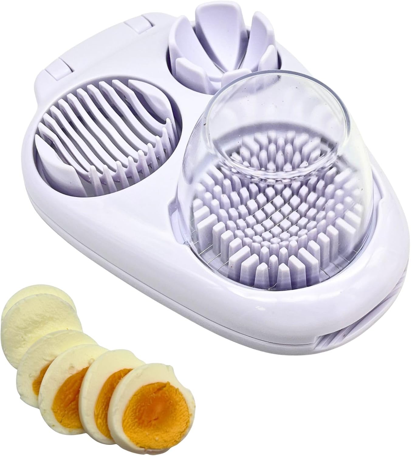 3 in 1 Boiled Egg Slicer, Three Slicing Modes, Tomato, Strawberry, Banana Kitchen Slicing Tool, Chopper, Egg Slicer Kitchen Small Tool, White
