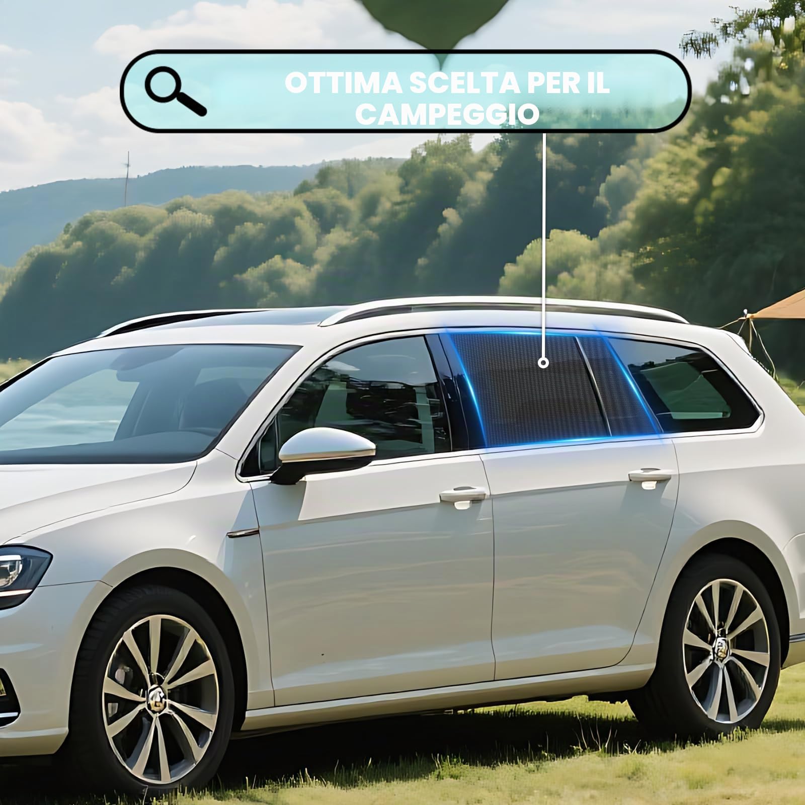 Magnetico Parasole per VW Golf 7 Variant 2015-2021 Finestrini Laterali | 2 Pezzi, Facile Montaggio, Riduce Luce, Finestrini Utilizzabili, Ventilazione, Antizanzare, Pieghevole, Camping, ZATOOTO
