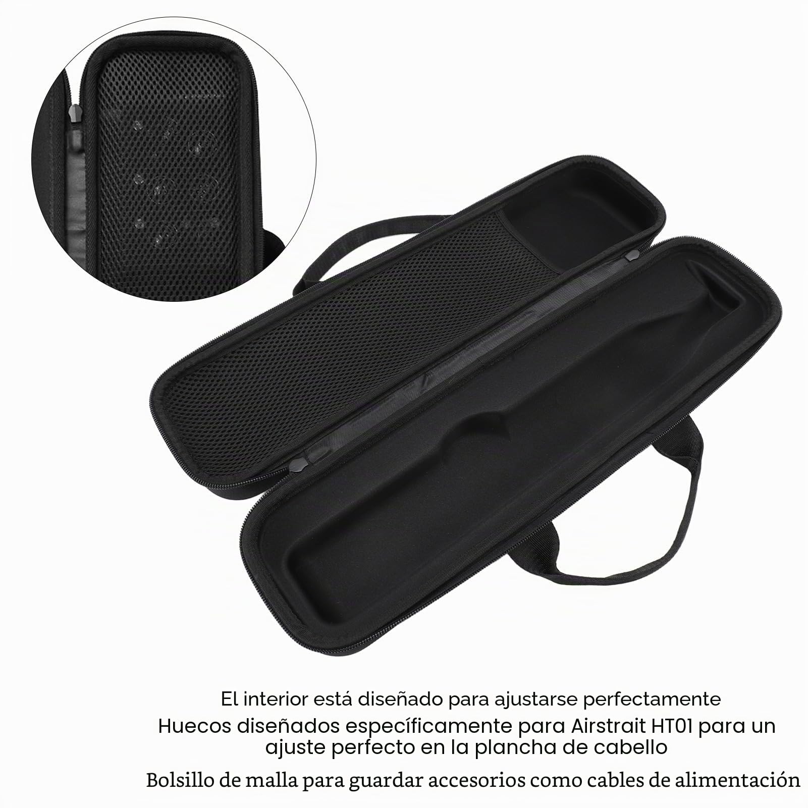 Estuche de Viaje para Airstrait HT01, Estuche de Transporte Duro de EVA para Plancha de Pelo, Bolsa de Almacenamiento Portátil para Secador de Pelo, 17,7x3,5x4,3 Pulgadas