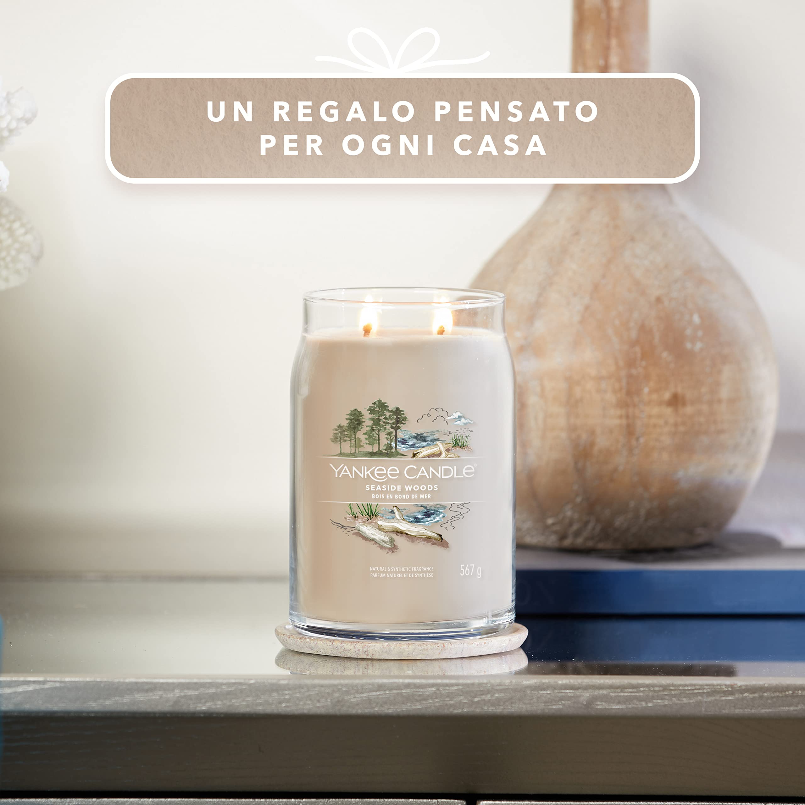 Yankee Candle Signature Candela Profumata, Legna di Mare in Giara Grande, Candele di Miscela di Cera di Soia Lunga Durata, Regalo per le Donne