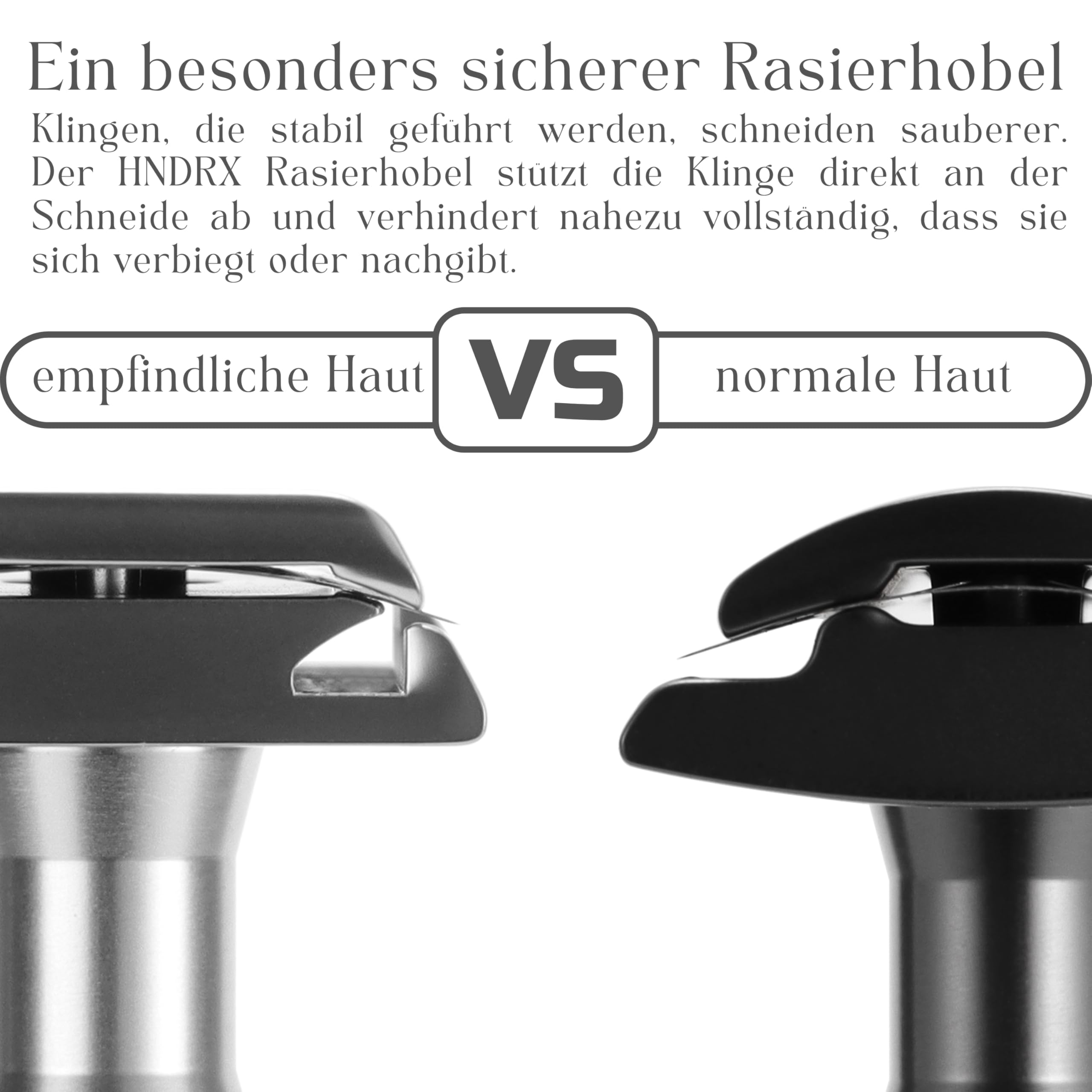 HNDRX® Safety Razor - Maquinilla de afeitar para hombre y mujer, ángulo de 30°, incluye 10 hojas de afeitar japonesas, soporte para maquinilla de afeitar y protector de hoja (aluminio aeronáutico)