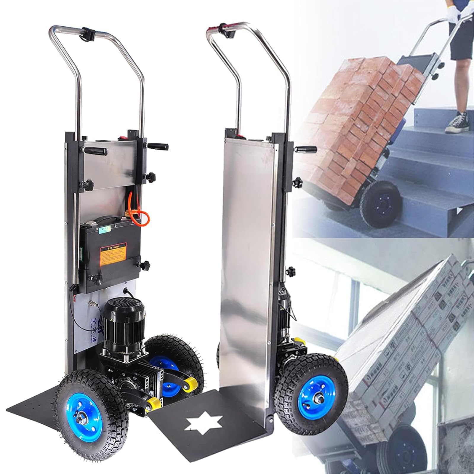 Camion a mano di arrampicata elettrica - Maniglia telescopica, motore brushless 1200W, batteria rimovibile, capacità 400KG per il trasporto senza sforzo su scale dritte e curve, design compatto per un