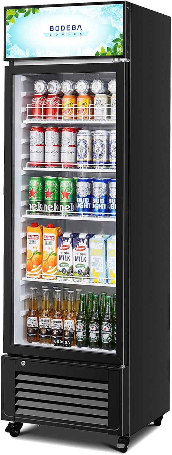 BODEGACOOLER Commercial Beverage Refrigerator, 240 Cans & 160 Bottles, Display Refrigerator For Beer,Soda, Merchandiser Refrigerator with Soft LED Light For Kitchen, Office, Garage, Gym,Man cave,Shop