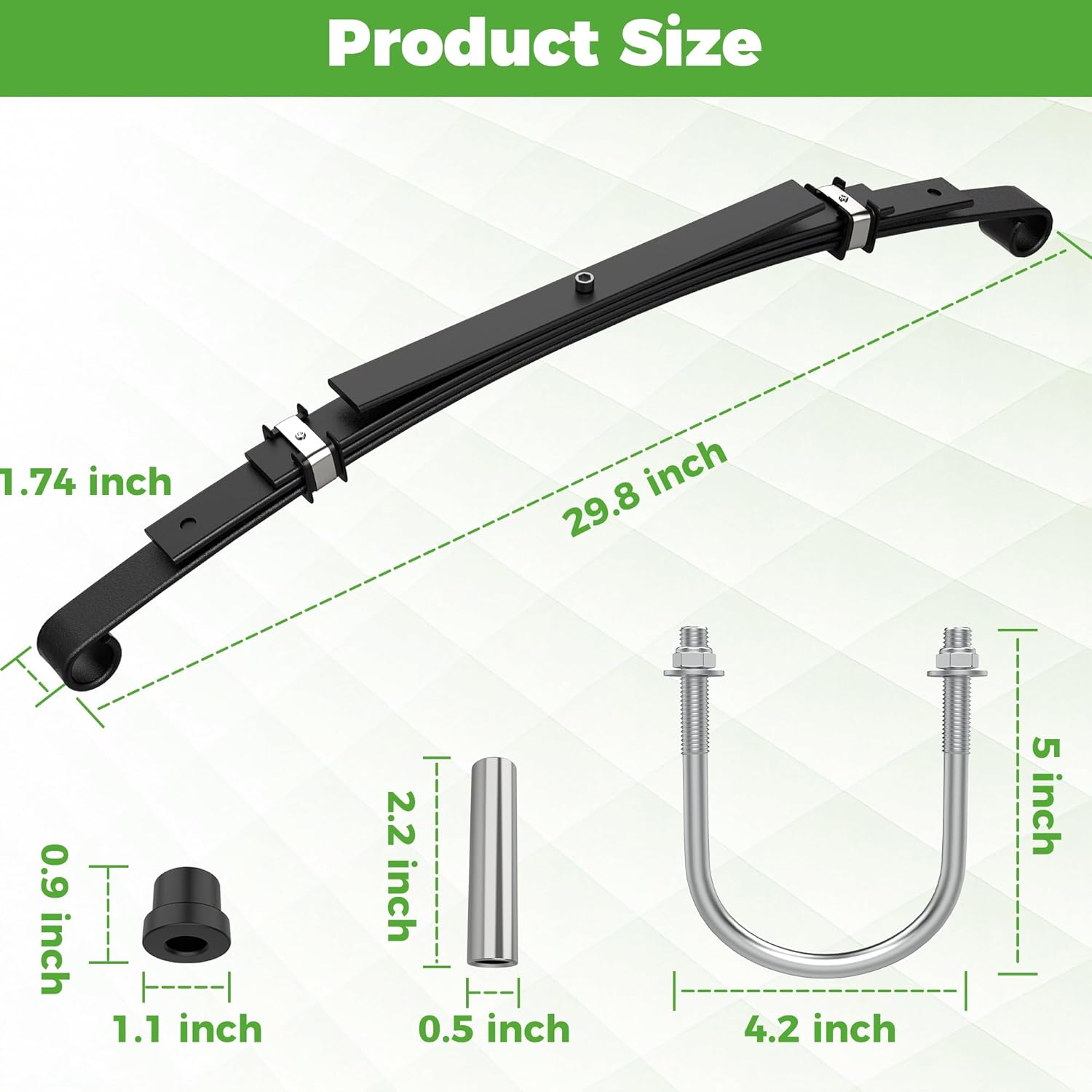 10L0L Heavy Duty Rear Spring Kit for Club Car DS 1981-up Golf Cart, 4 Leafs Spring with Bushings Spacers & U Bolts, OEM# 102006501 1014675 1011149