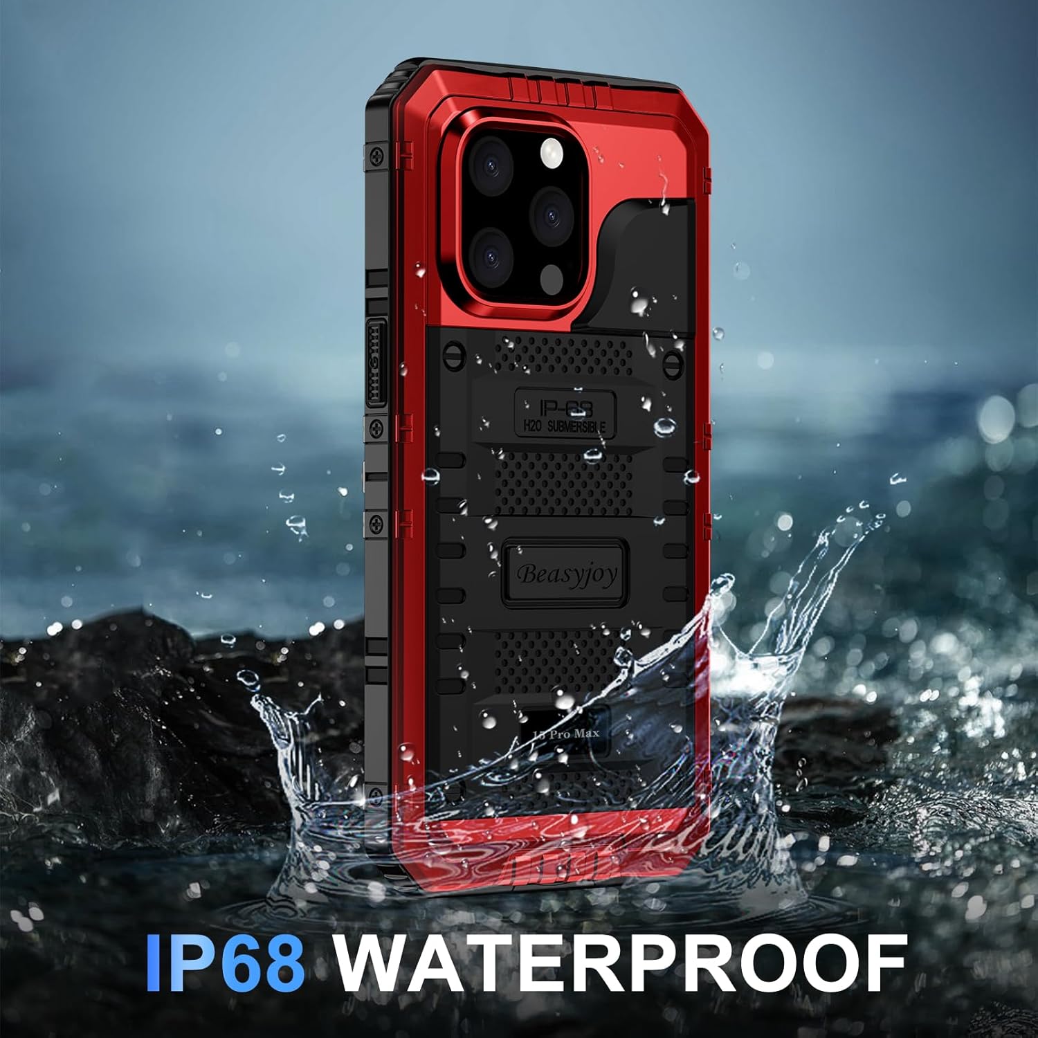 Beasyjoy per iPhone 15 Pro Max impermeabile, custodia in metallo con protezione per lo schermo integrata, protezione completa per tutto il corpo resistente_voghion.com