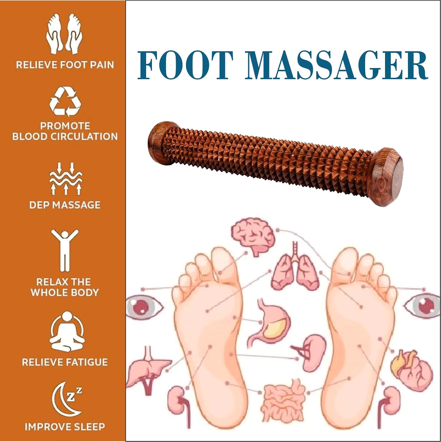 Flavoma Sheesham Wooden Handheld Foot/Ft Massage Roller Stress Acupressure | Massage roller for back, neck, shoulders and legs, massage large legs for pain relief Flavoma Sheesham Wooden Handheld Foot/Ft Massage Roller Stress Acupressure | Massage roller for back, neck, shoulders and legs, massage large legs for pain relief