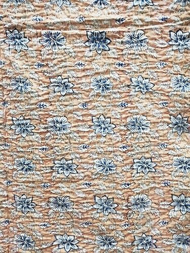 Miniatura 8 de V Vedant Designs Colcha Kantha con estampado floral a mano, colcha Kantha de algodón, colcha Kantha tamaño Queen, manta Kantha hecha a mano, manta