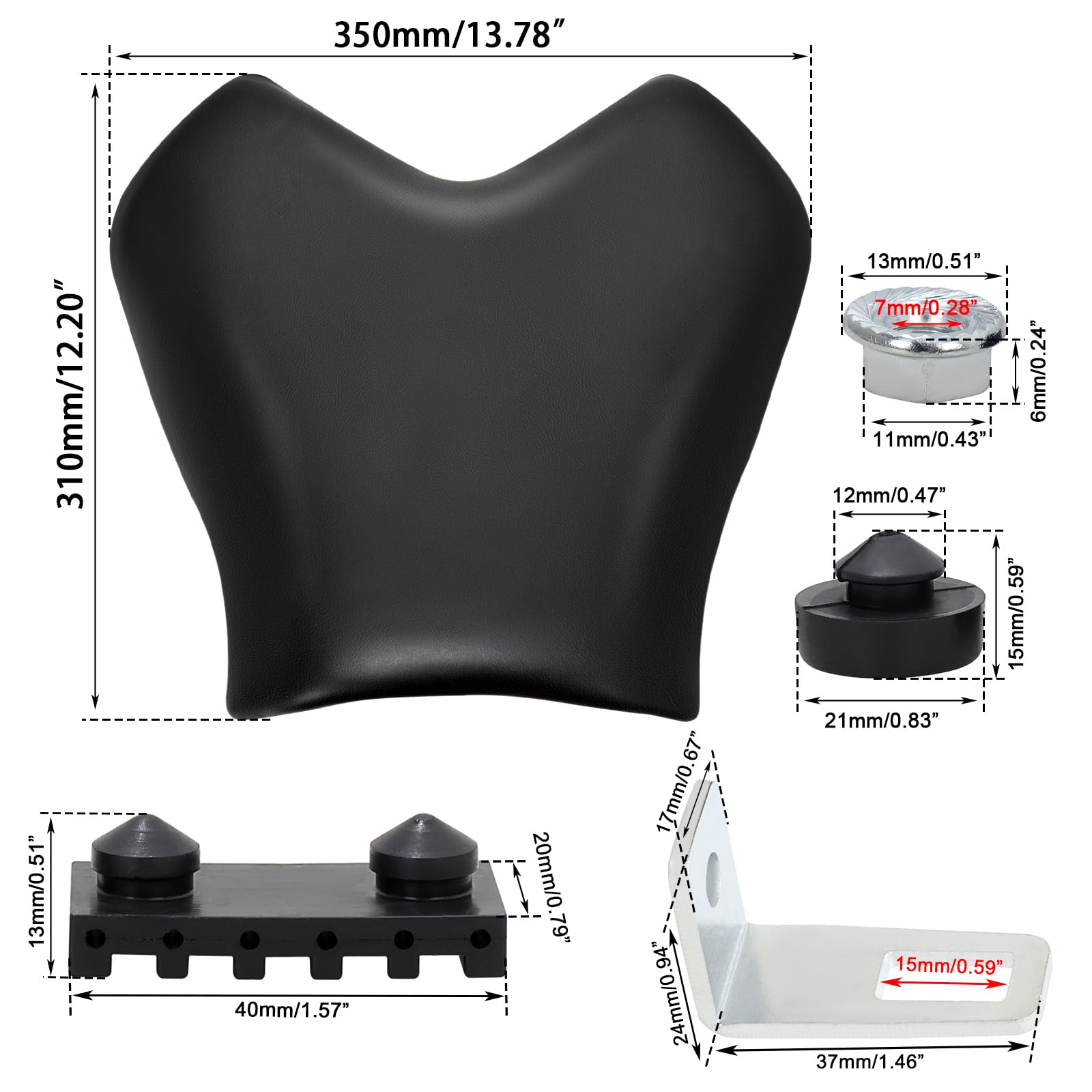Coussin de siège conducteur avant moto pour Kawasaki Z1000 2007-2009 Z750 2007-2010, noir