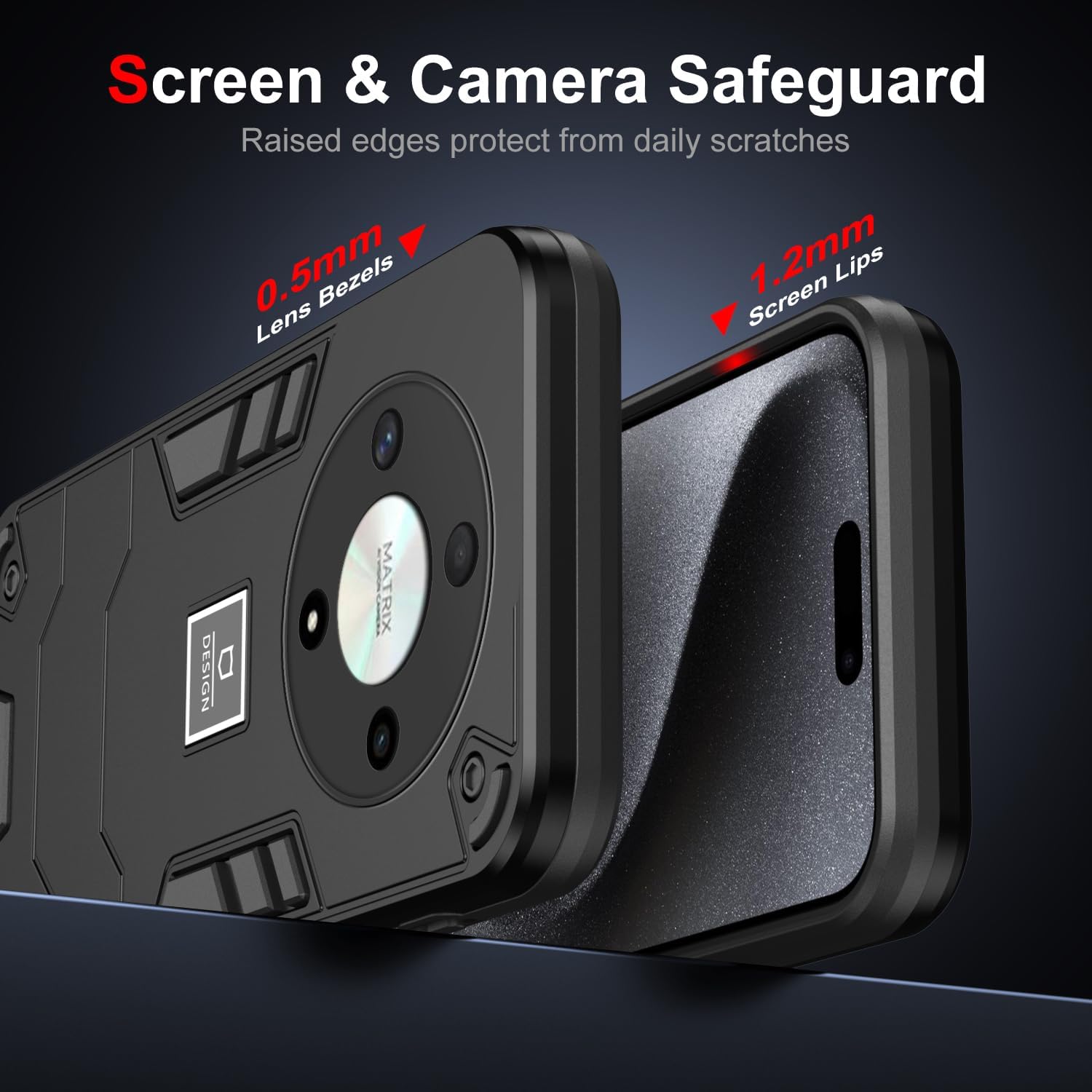 Phone Case Compatible with Honor Magic6 Lite,Compatible with Honor X9b 5G ALI-NX1 ALI-NX3 / X50 GT ALP-AN00 / X50 5G ALI-AN00 Case Dual-Layer Drop-Proof TPU+PC 2-in-1 Protective Case Black - Image 5