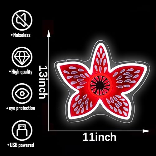 Miniatura 5 de Stranger Neon Thngs Letrero  Demo'neon Gorgon and 'Demo' regulable alimentado por USB para dormitorio, sala de juegos y decoración de Halloween