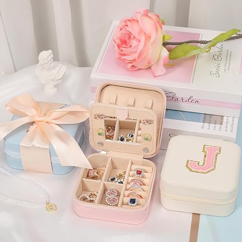Miniatura 3 de CHMI Estuche de Joyería de Viaje, Caja de Joyería de Viaje Rosa, Organizador de Joyería de Viaje, Regalos de Viaje para Mujeres y Niñas, Caja