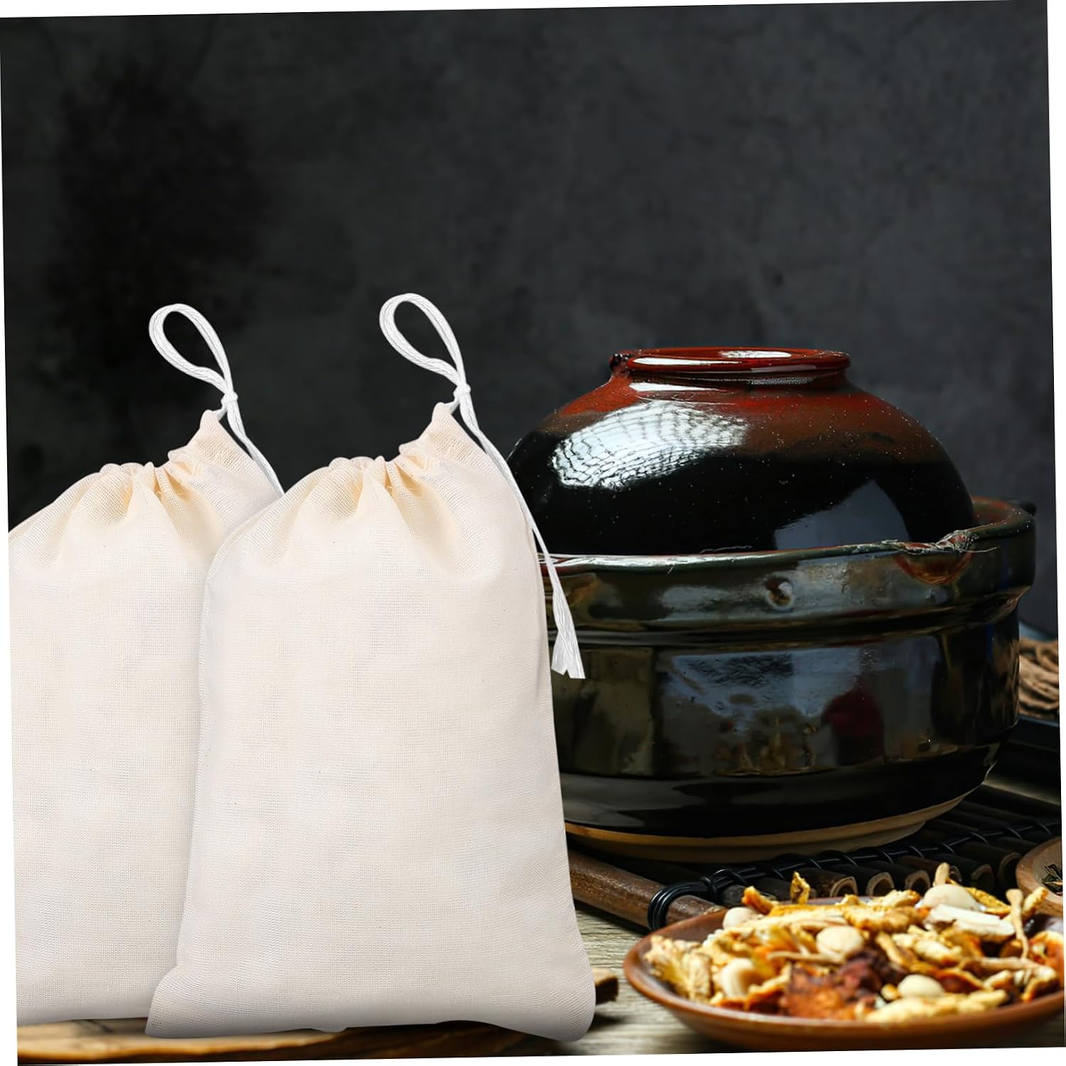 PRETYZOOM 50pcs Small Muslin Drawstring Bags Chinese Medicine Tea Bags Pouches for Jewelry Beads Home Storage