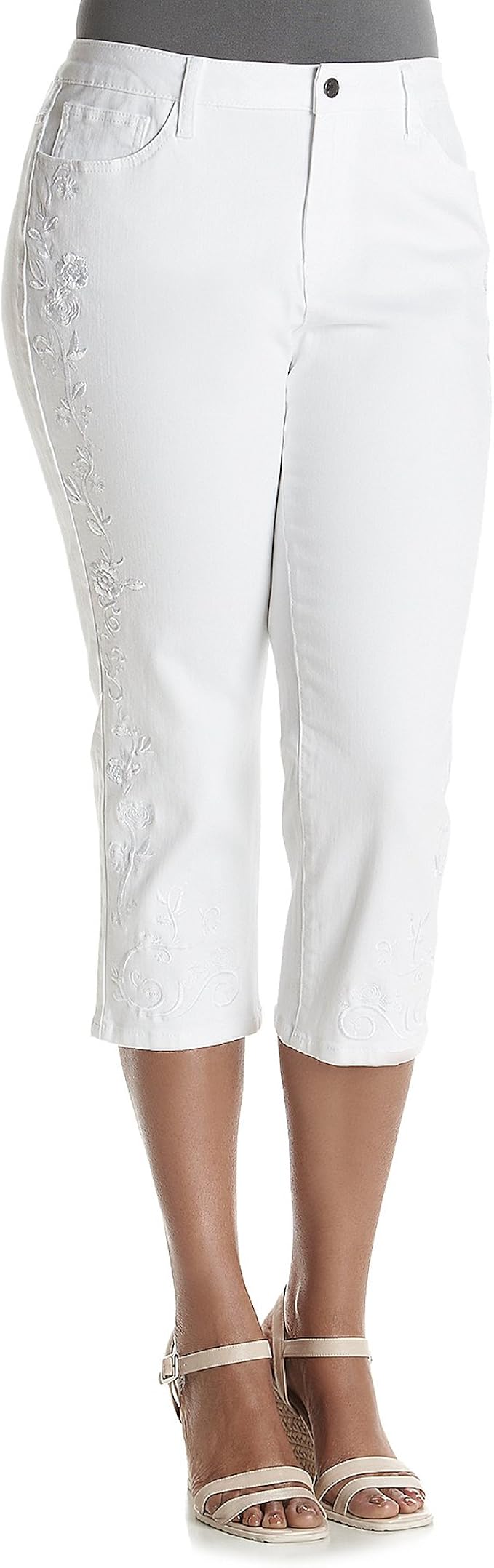 Earl Jean Plus Size Embroidered Capri 