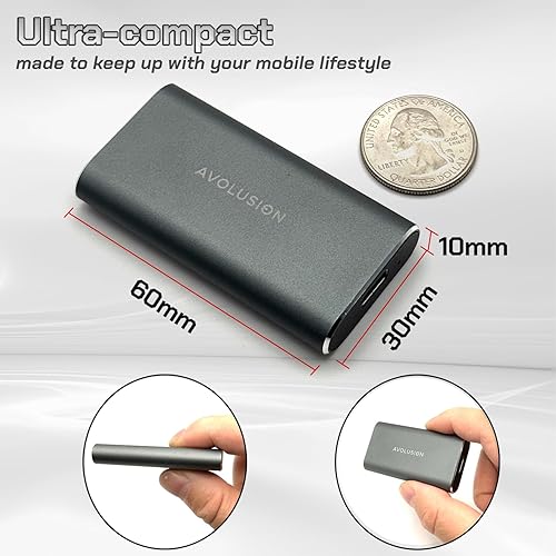 Miniatura 3 de Avolusion S1 SSD portátil de 1 TB  hasta 1000 MBs  PC y Mac  Unidad externa de estado sólido USB 3.2 USB-C  S1-SSD-T1, construido en aluminio