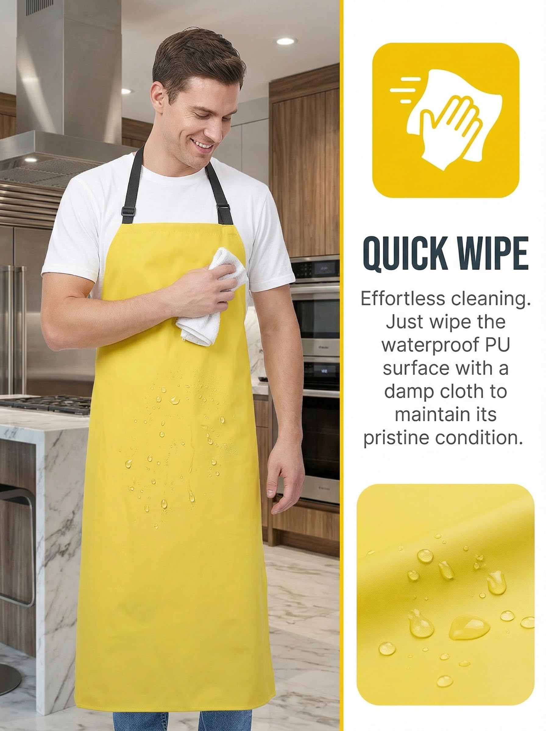 Molaxhome Tablier imperméable en polyuréthane pour chef - Tablier de travail léger - Unisexe - Pour la vaisselle
