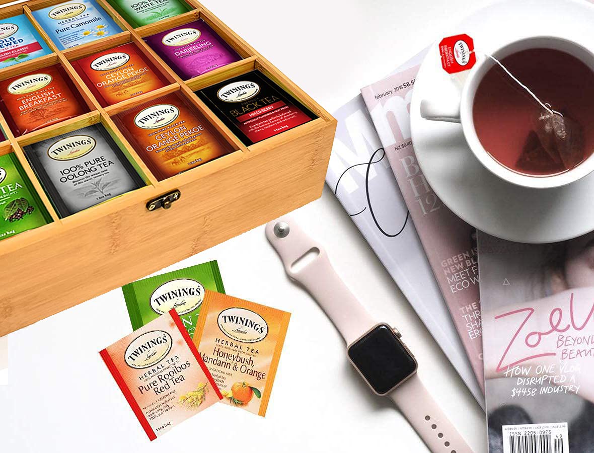 Twinings Tea Bags Sampler Assortment Box - 120 COUNT - Perfect Variety Pack in Bamboo Gift Box - Gift for Family, Friends, Coworker : Grocery & Gourmet Food
