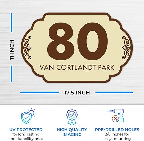 Miniatura 2 de Letrero decorativo de dirección personalizado para interiores y exteriores, fondo de contorno, fabricado en los Estados Unidos, 17.5 x 11 pulgadas,