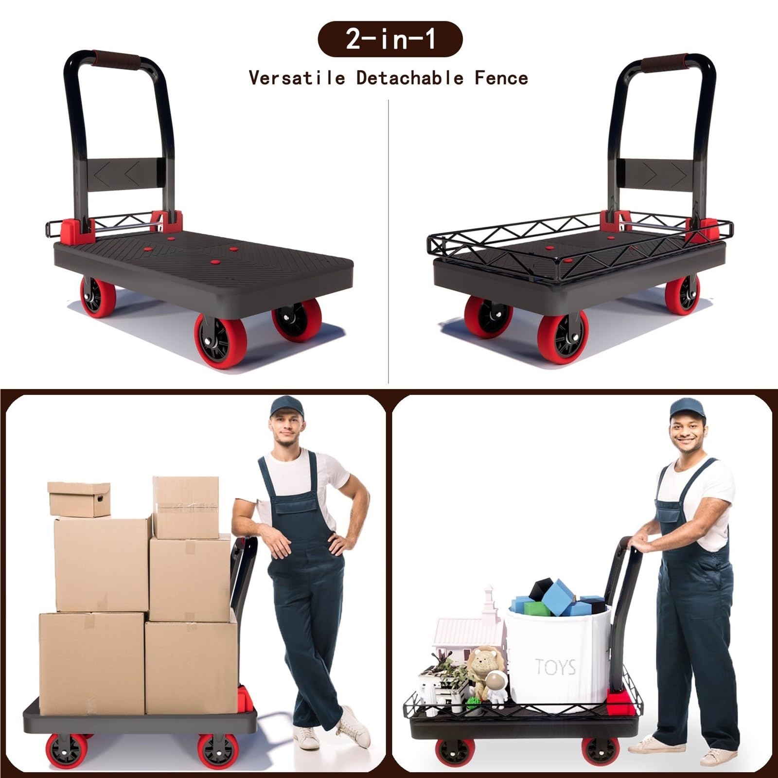 Transportkarre Hubwagen Schwerlast-Plattformwagen Pritschenwagen Schubkarren Dolly Transporthilfe