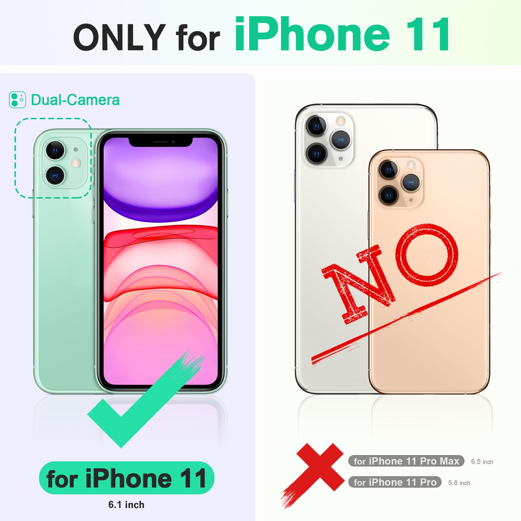 TUCCH Cover per iPhone 11, Custodia Folio [RFID Blocking] Portafoglio Pelle Sintetica TPU Antiurto, Supporto Slot per Schede Protezione Ottimale per iPhone 11 (6,1 pollici, 2019), Nero Azzurro