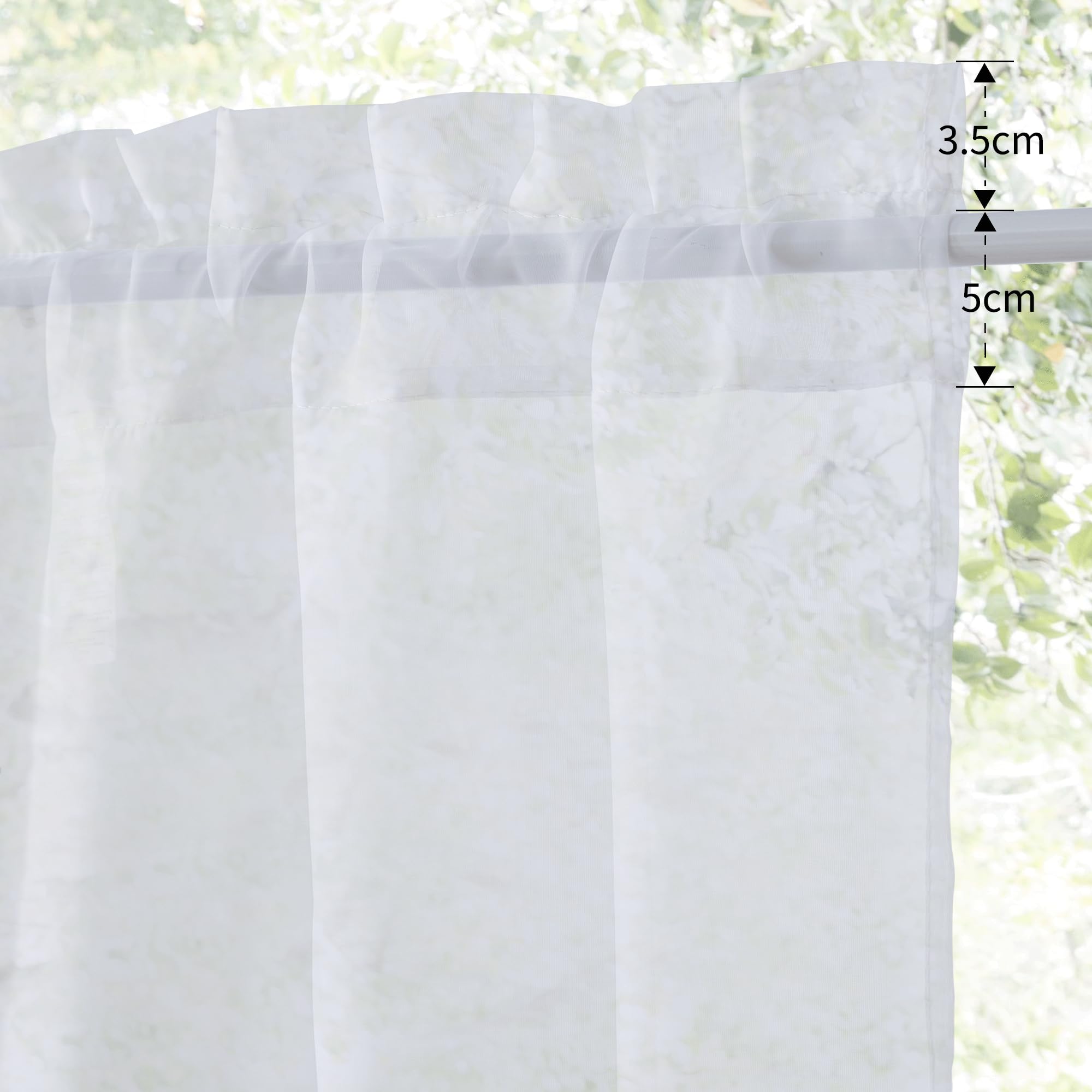 Rideau Cuisine Blanc 90x65cm - Lot De 2 Avec Passe Tringle | Filtrage Lumière Et Intimité | Style Moderne
