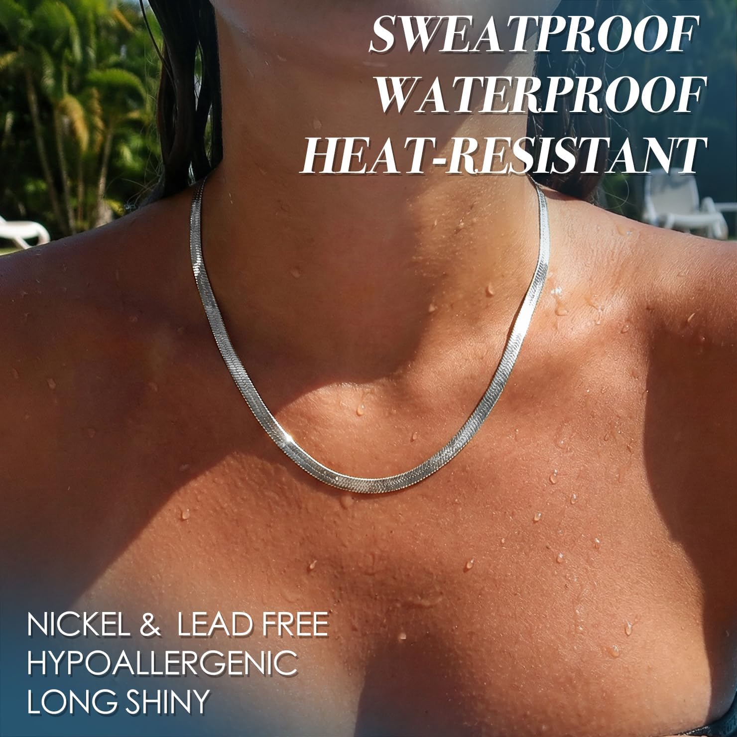 WomenGifts 14K Gold Silver Plated Herringbone Necklace for Women, Dainty Snake Chain Choker, Trendy Simple Long Layered Jewelry Non Tarnish, 3/4/5/8mm,14,16,18,20,22,24,26 Inch Thin & Chunky Options - Image 3