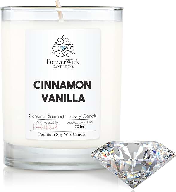 Foreverwick Cinnamon Vanilla Candle | Diamond Candle | Scented Jar Candle | Strong Scented Candles for Decor | 14 oz & 70 ...
