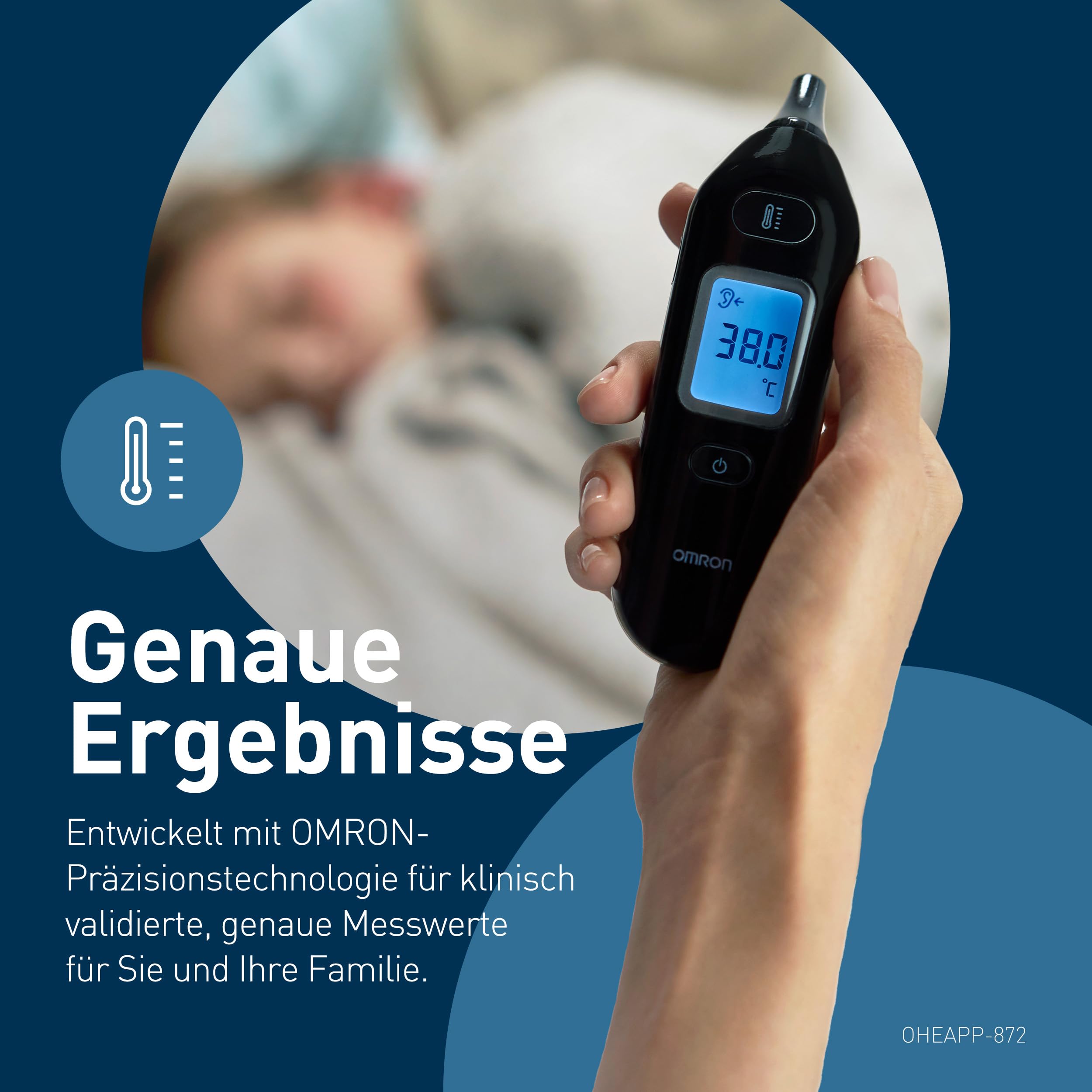 OMRON Gentle Temp 533 Infrarot Fieberthermometer Ohr für Kinder, Babys und Erwachsene, kontaktloses Digitalthermometer für schnelle, genaue Messungen ohne Berührung, Sonde ohne Schutzhülle, schwarz
