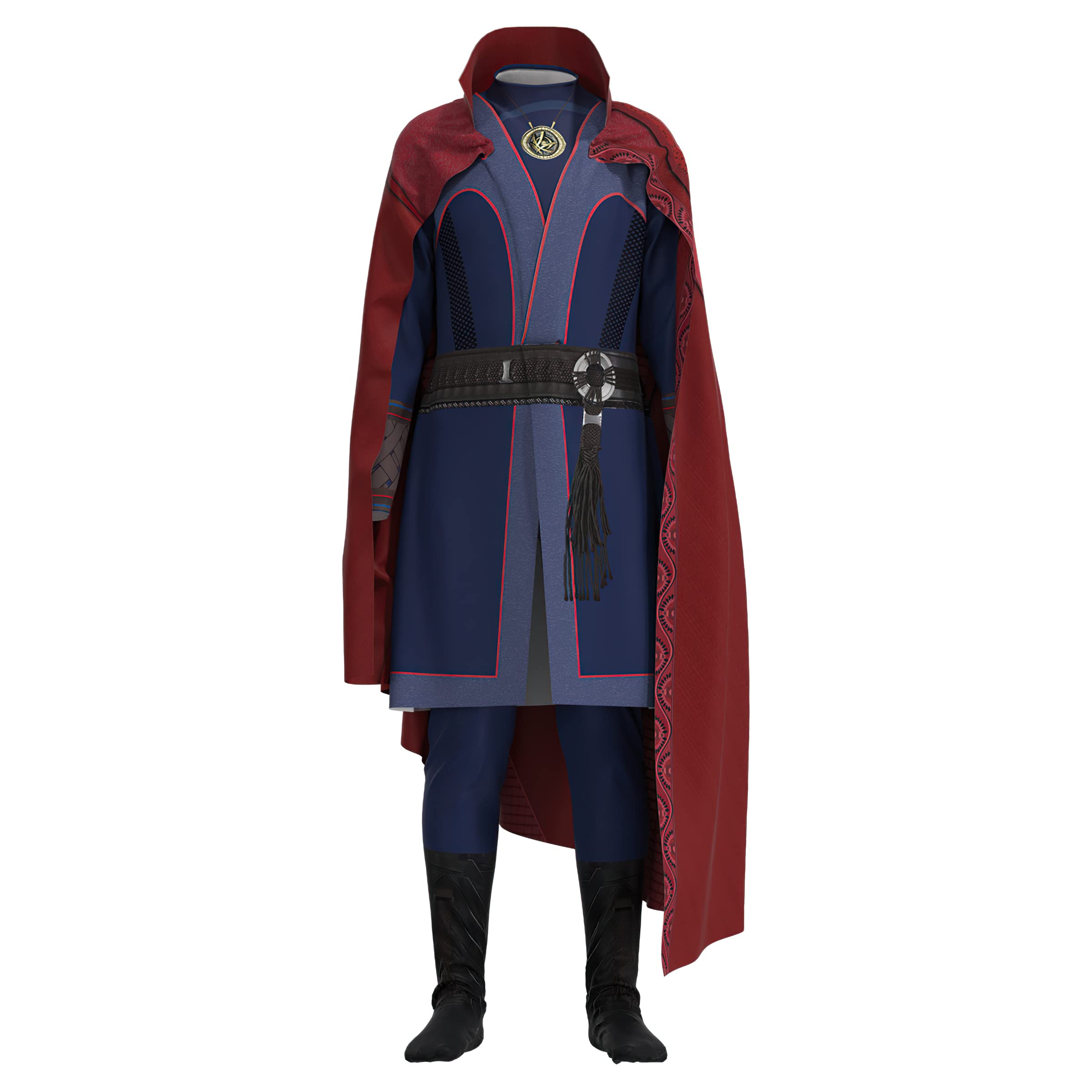 Disfraz de superhéroe de Dr Strange para cosplay de la película Multiverse of Madness, traje de lujo con cuello rojo, capa para Halloween, carnaval, fiesta, trajes para adultos y niños