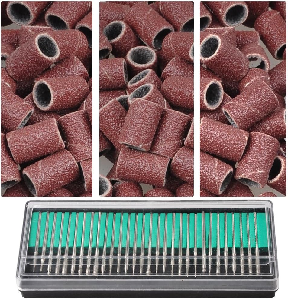 BYOOTIQUE 300x Nail Drill Sanding Bands 80" 120" 180" & 30x Bits Nail Drill File Use Art for Manicure Pedicure