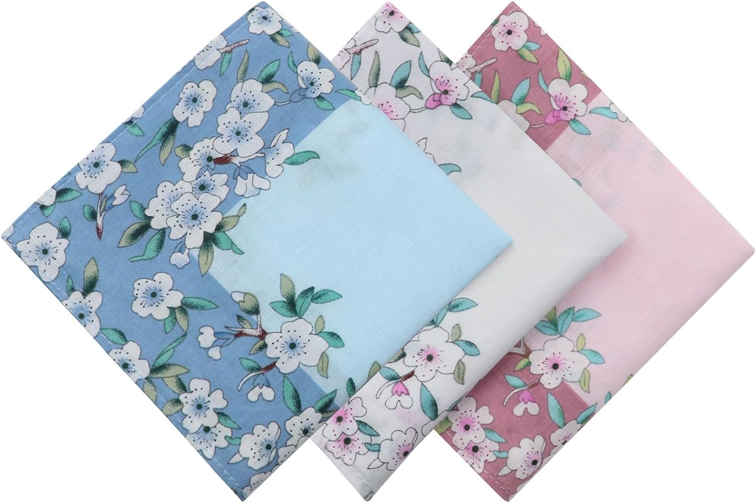 Luckyvestir Handkerchiefs for Women, Soft Cotton Wedding Men's Handkerchief, Ladies Hankies with Floral Pattern, Large 17"