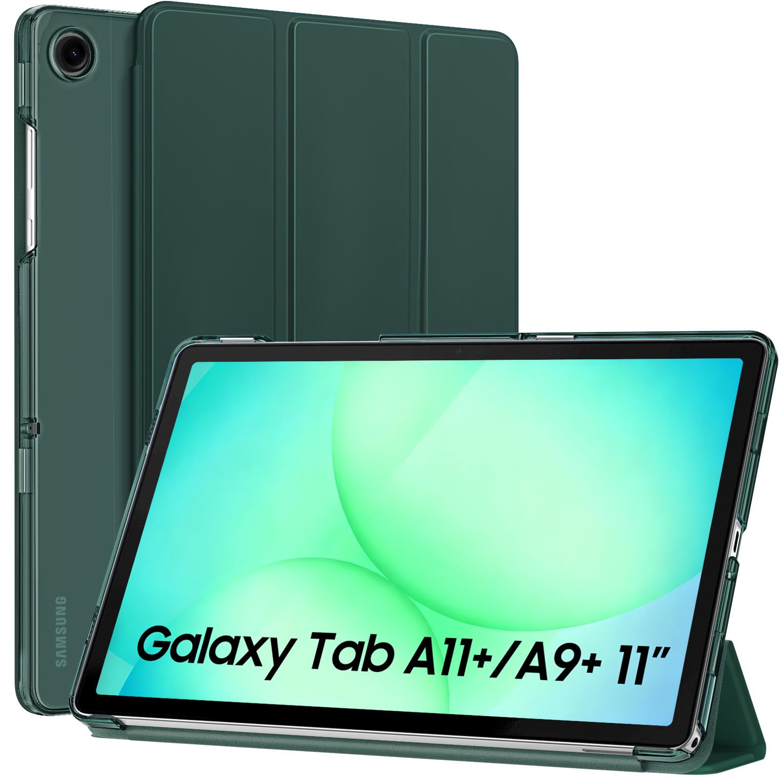 MoKo Slim Case for Samsung Galaxy Tab A11+ Plus/ A9+ Plus 11 Inch | Smart Stand Hard PC Translucent Back Shell Cover for Galaxy Tab A11+/A9+ Tablet, Auto Sleep/Wake, Midnight Green